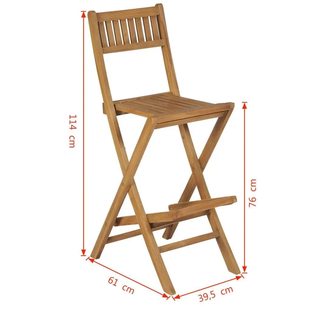 Folding Outdoor Bar Stools 2 pcs Solid Teak Wood 43806