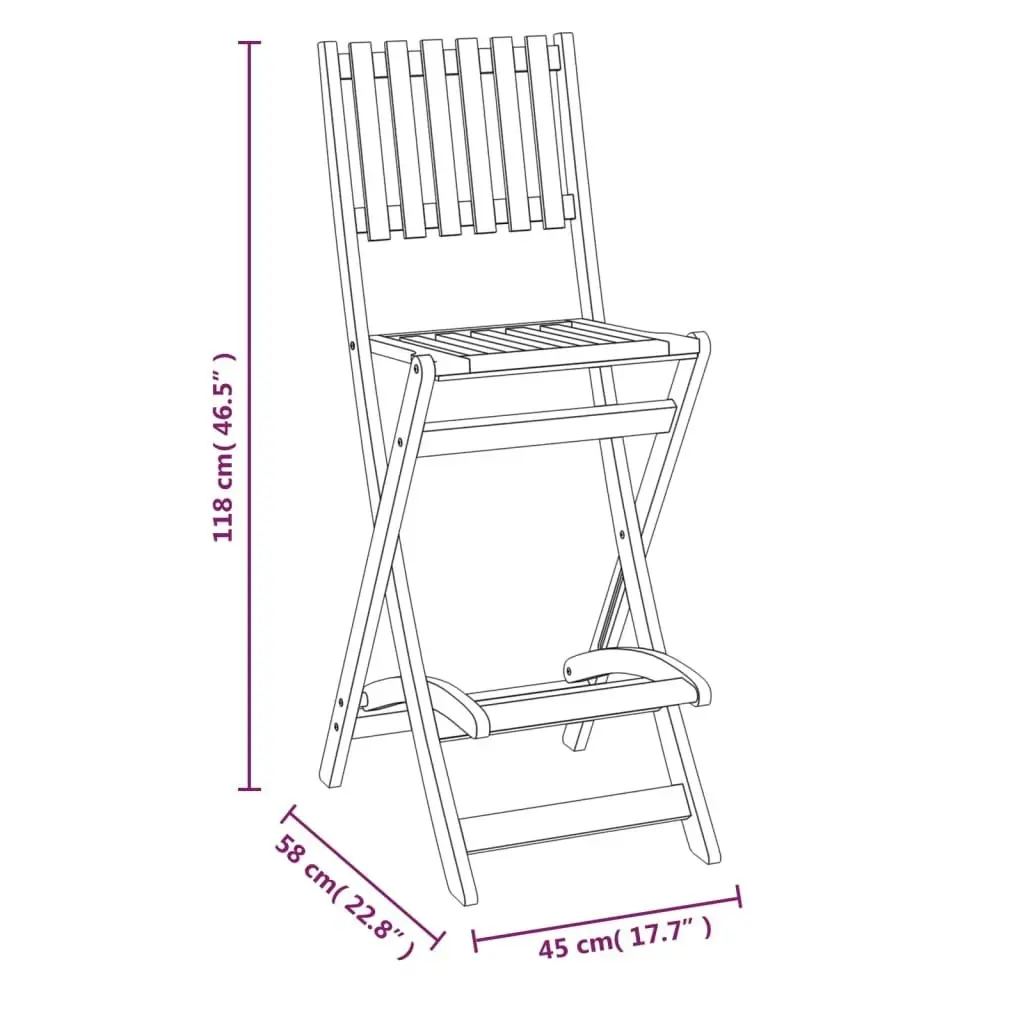 Folding Outdoor Bar Stools 2 pcs Solid Wood Acacia 319188