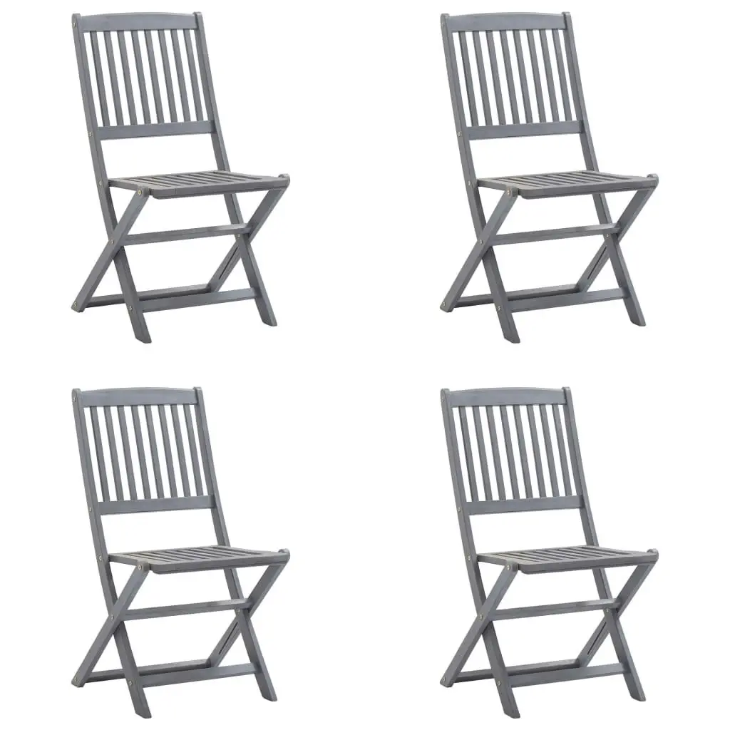 Folding Outdoor Chairs 4 pcs with Cushions Solid Acacia Wood 3064566