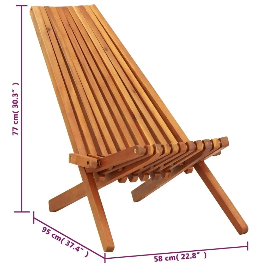 Folding Outdoor Lounge Chair Solid Acacia Wood 45974