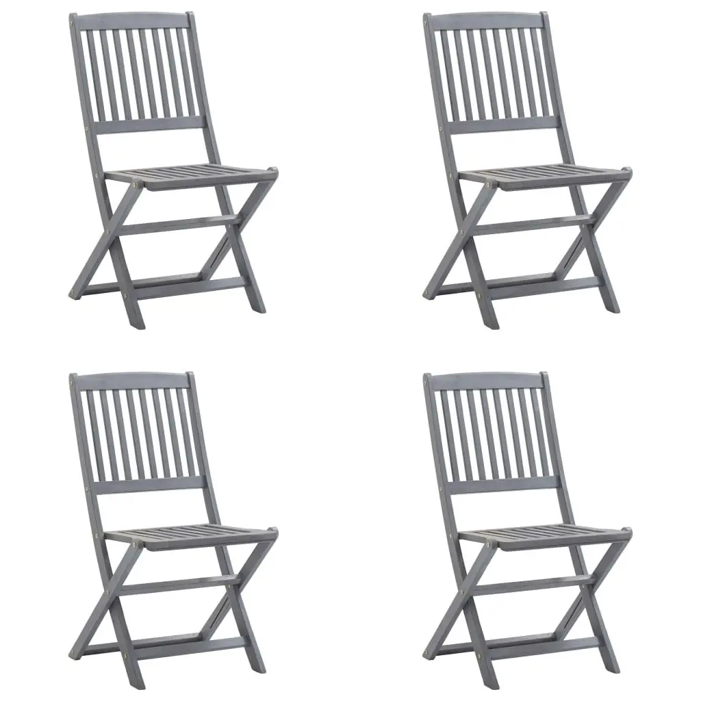 Folding Outdoor Chairs 4 pcs with Cushions Solid Acacia Wood 3064578