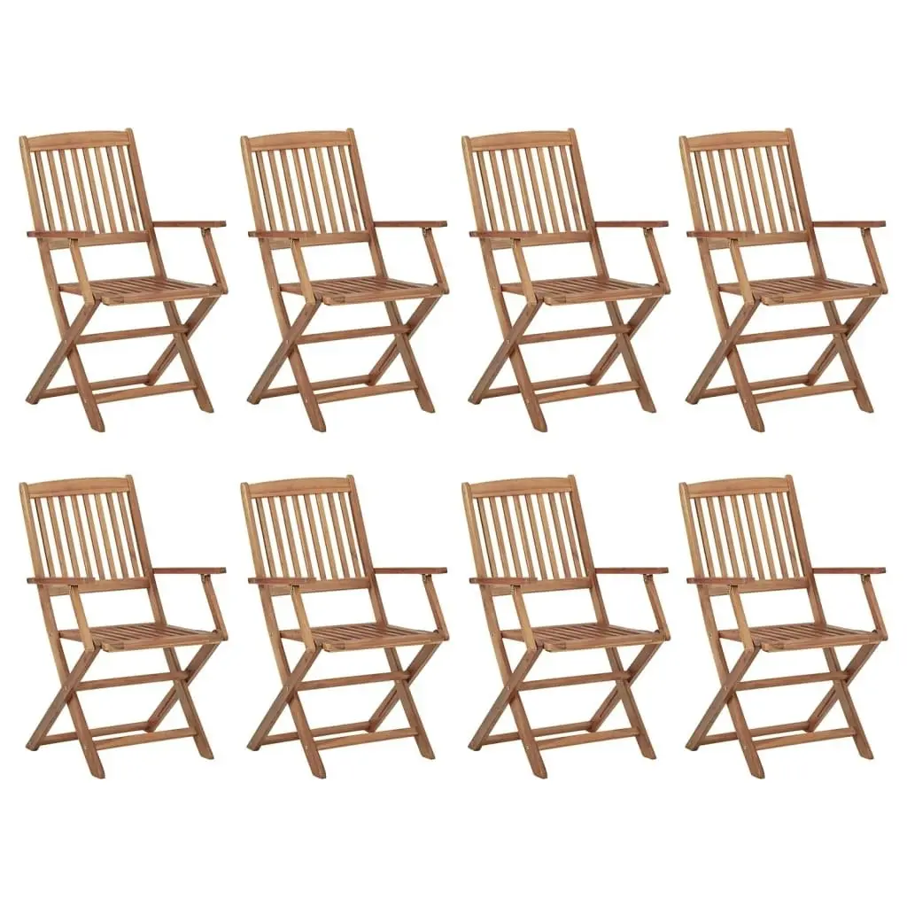 Folding Outdoor Chairs with Cushions 8 pcs Solid Wood Acacia 3075087