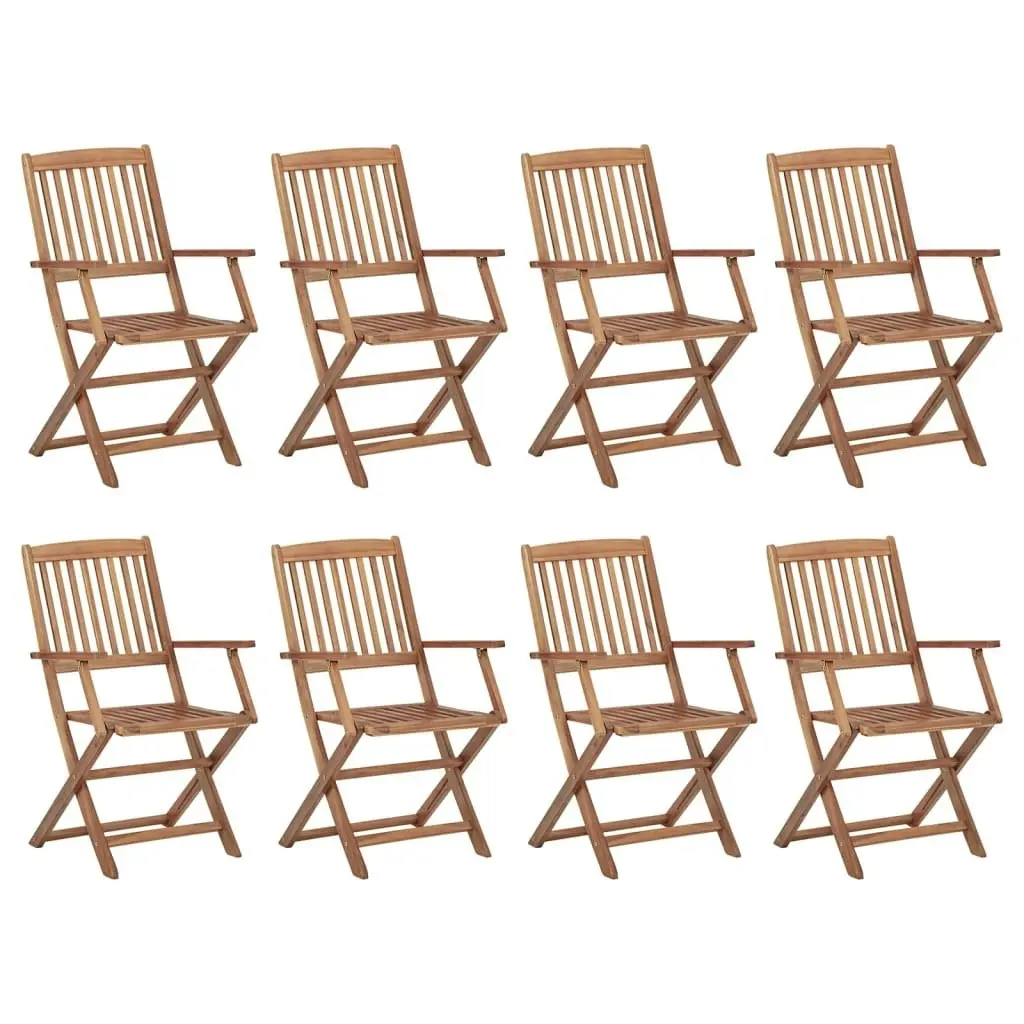 Folding Outdoor Chairs with Cushions 8 pcs Solid Wood Acacia 3075088