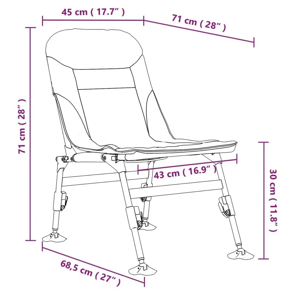 Fishing Chair with Adjustable Mud Legs Foldable Camouflage 4006415