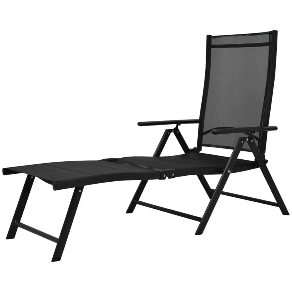 Folding Sun Lounger Aluminium Black 41741