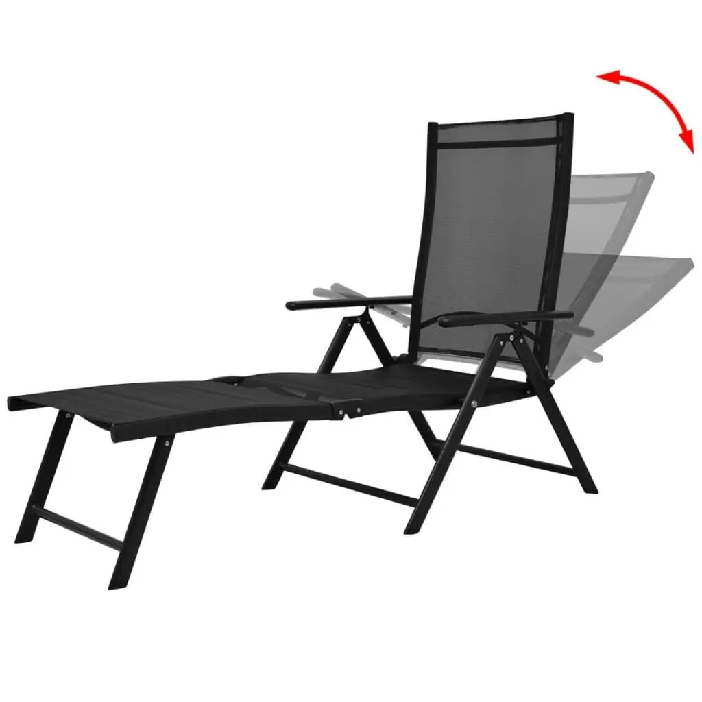 Folding Sun Lounger Aluminium Black 41741