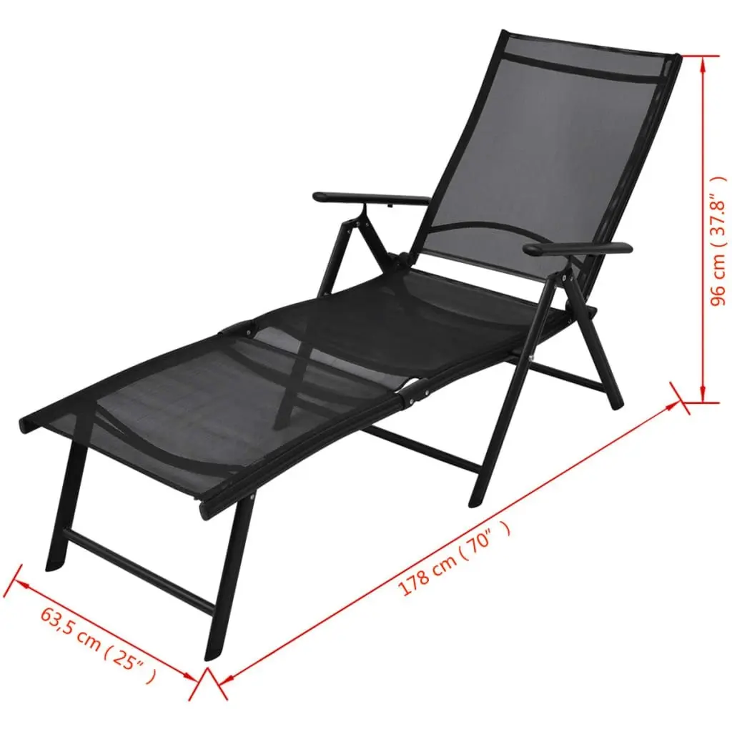 Folding Sun Lounger Aluminium Black 41741