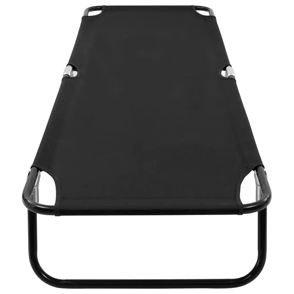 Folding Sun Lounger Black Steel 47755