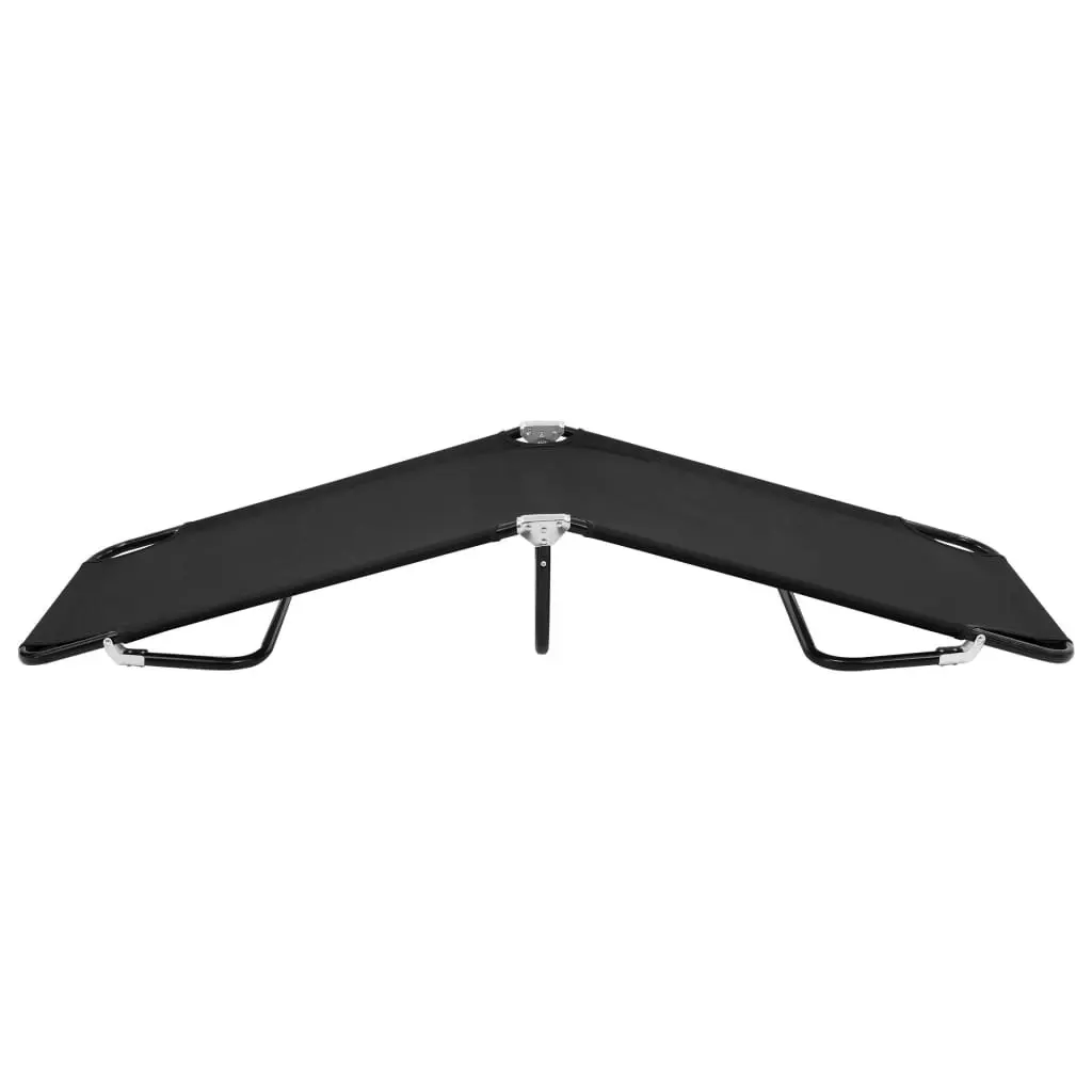 Folding Sun Lounger Black Steel 47755