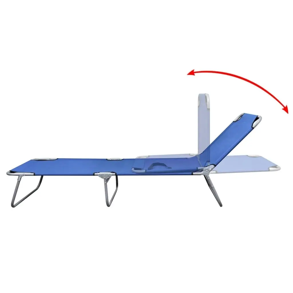 Folding Sun Lounger Powder-coated Steel Blue 41477