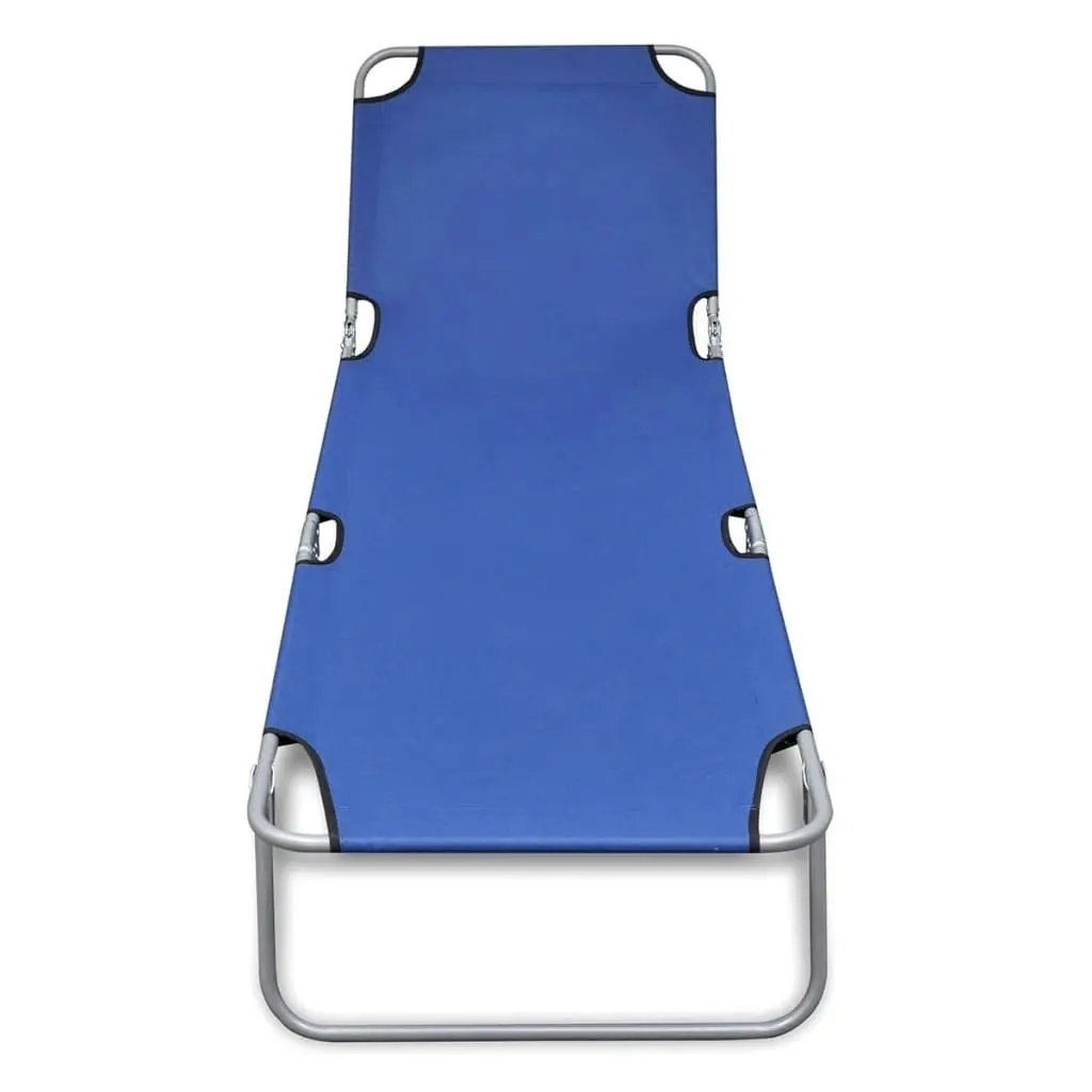 Folding Sun Lounger Powder-coated Steel Blue 41477