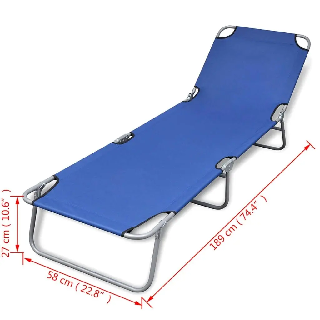 Folding Sun Lounger Powder-coated Steel Blue 41477