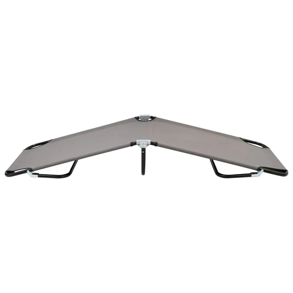 Folding Sun Lounger Grey Steel 47757