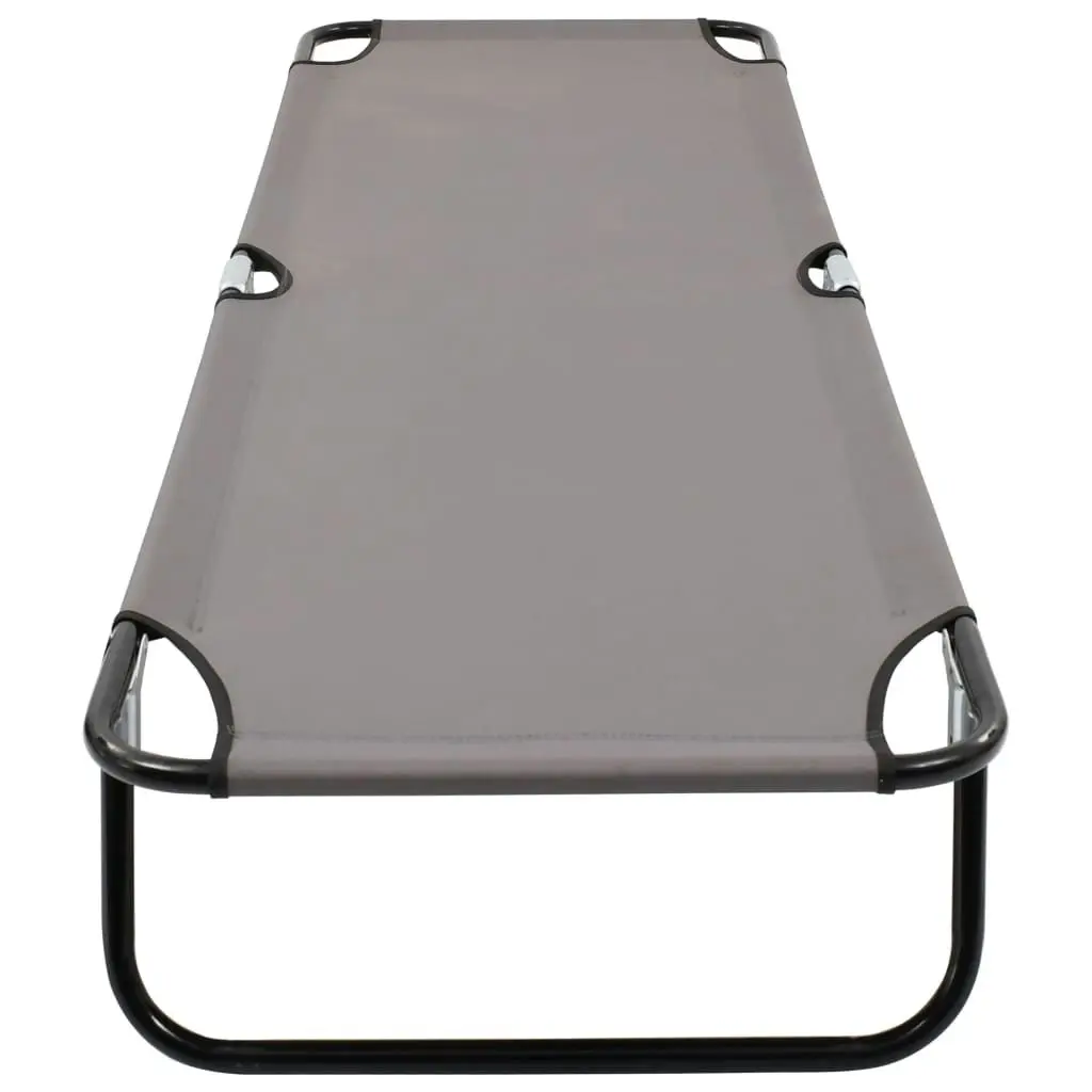 Folding Sun Lounger Grey Steel 47757