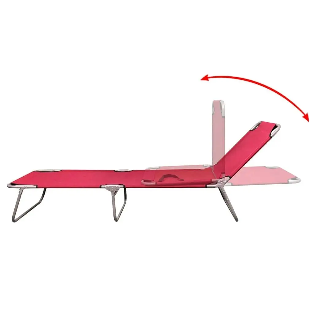 Folding Sun Lounger Powder-coated Steel Red 41479