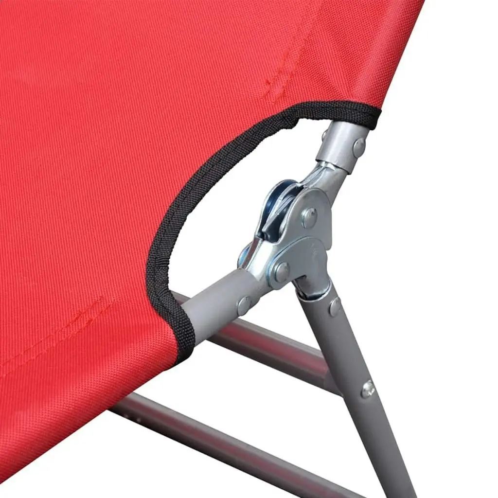 Folding Sun Lounger Powder-coated Steel Red 41479