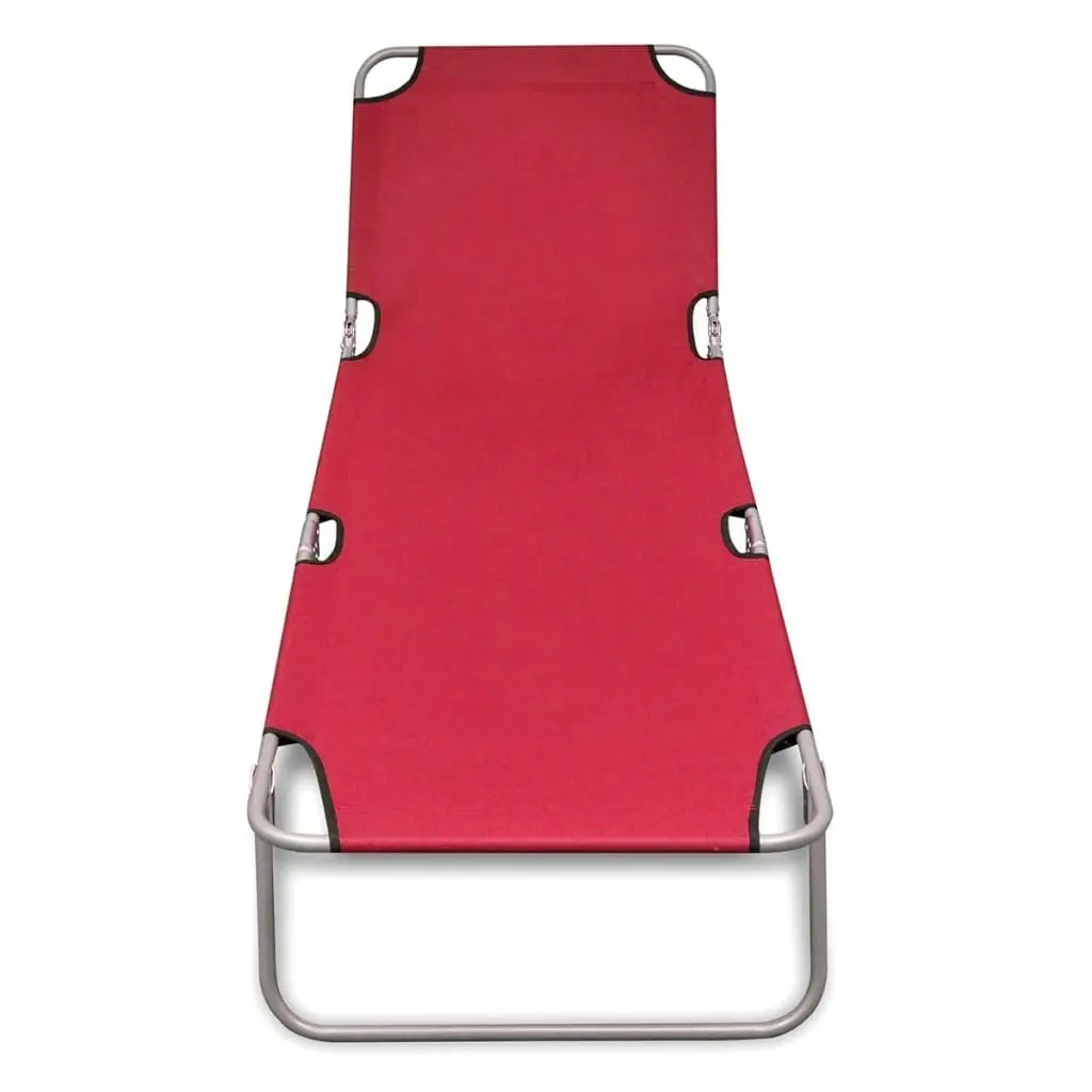 Folding Sun Lounger Powder-coated Steel Red 41479