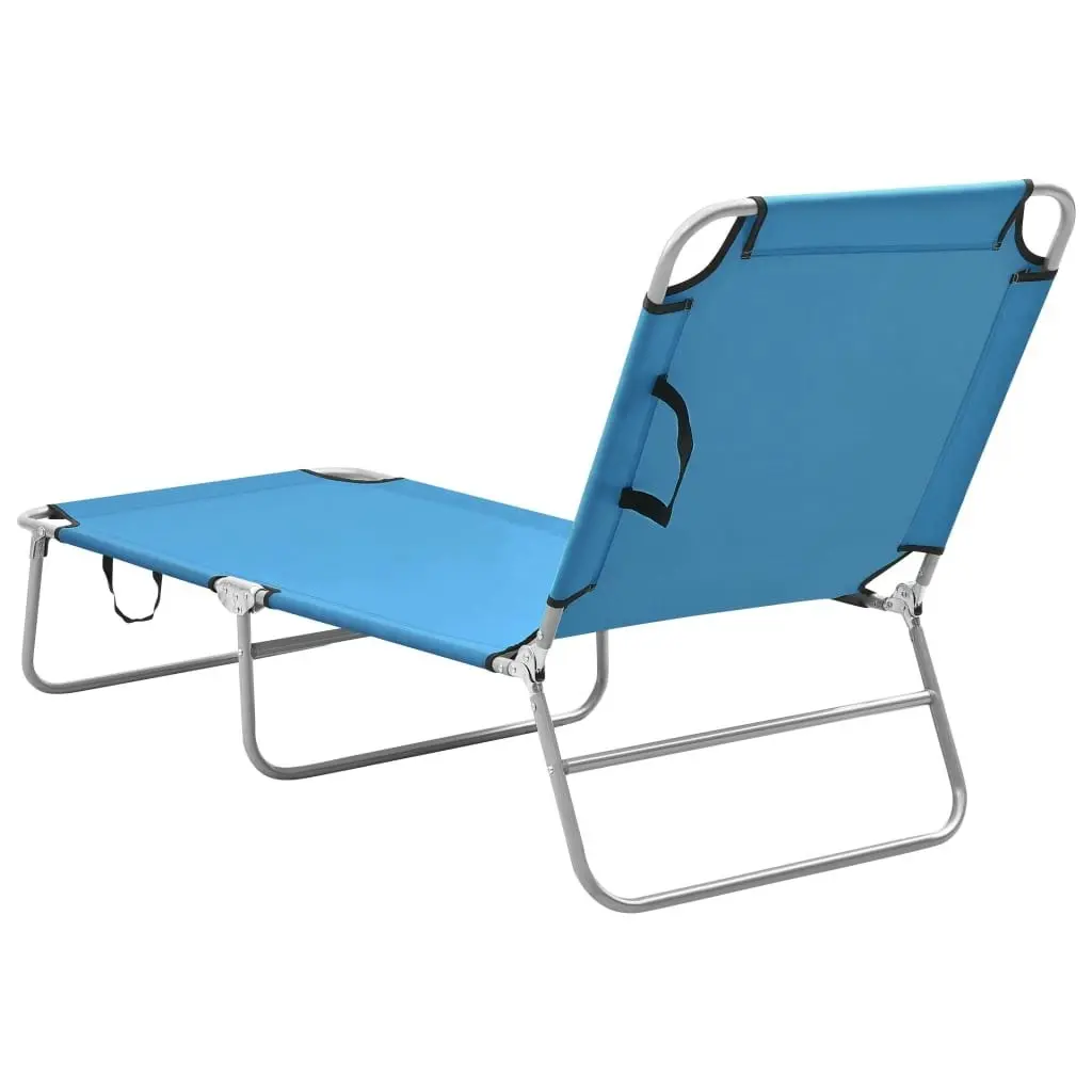 Folding Sun Lounger Steel and Fabric Turquoise Blue 310329