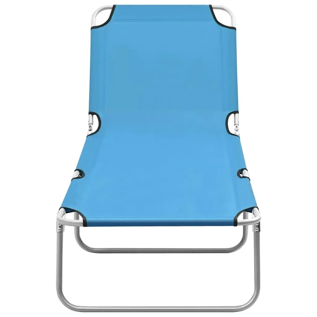 Folding Sun Lounger Steel and Fabric Turquoise Blue 310329