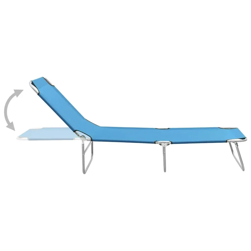 Folding Sun Lounger Steel and Fabric Turquoise Blue 310329