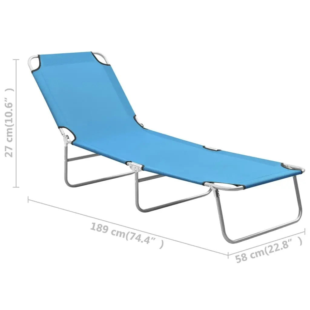 Folding Sun Lounger Steel and Fabric Turquoise Blue 310329