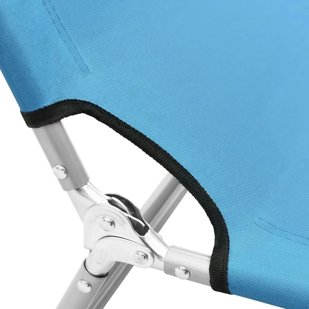 Folding Sun Lounger Steel and Fabric Turquoise Blue 310329