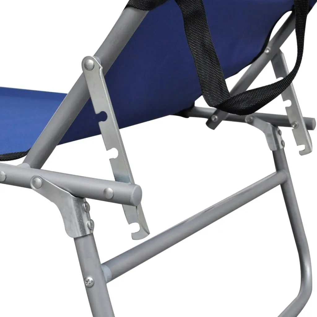 Folding Sun Lounger with Canopy Steel and Fabric Blue 41196