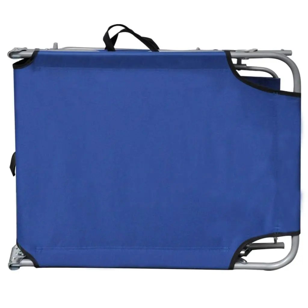 Folding Sun Lounger with Canopy Steel and Fabric Blue 41196