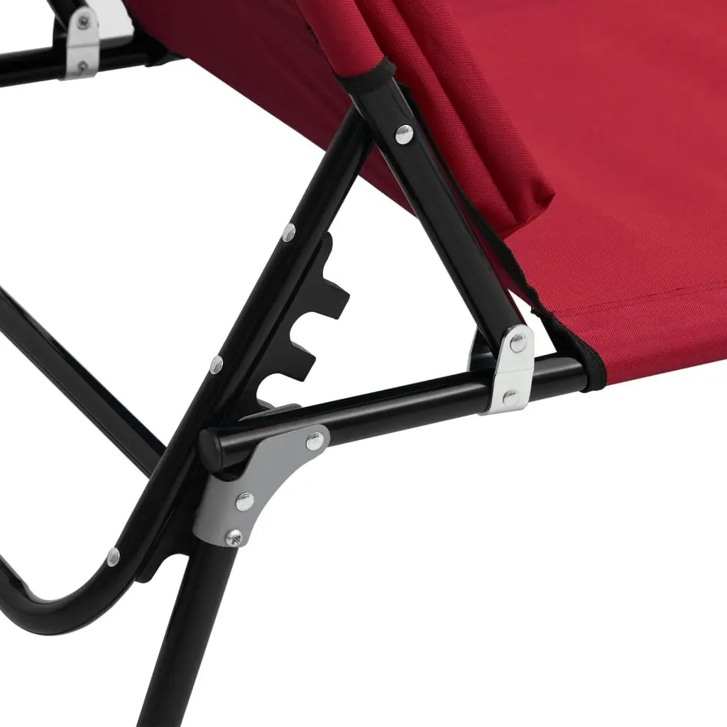 Folding Sun Lounger Red Oxford Fabric and Powder-coated Steel 360177