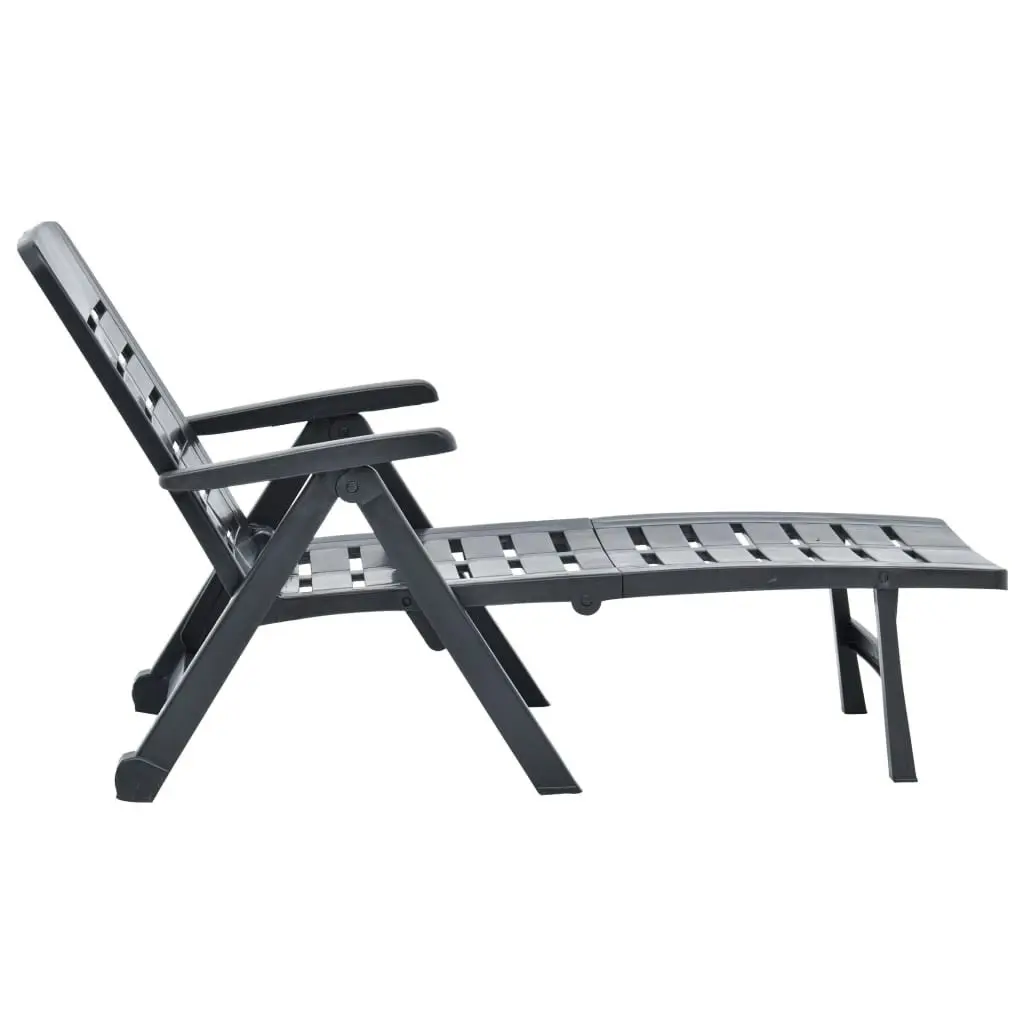 Folding Sun Lounger Plastic Anthracite 48756