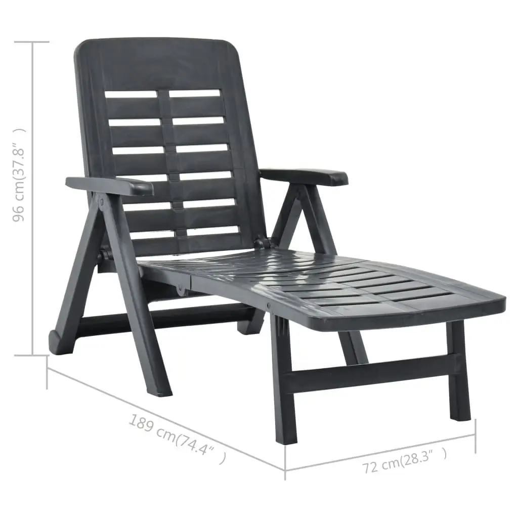 Folding Sun Lounger Plastic Anthracite 48756