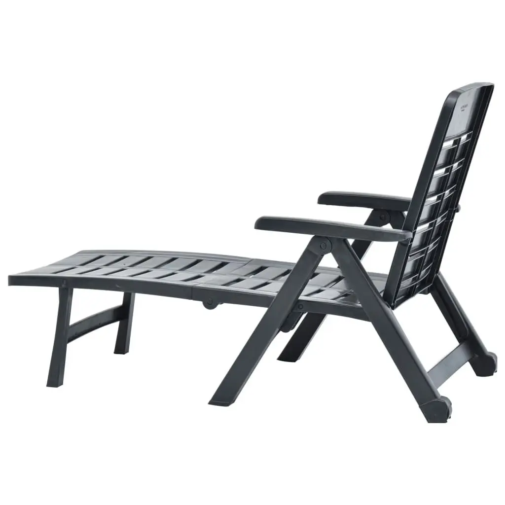 Folding Sun Lounger Plastic Anthracite 48756