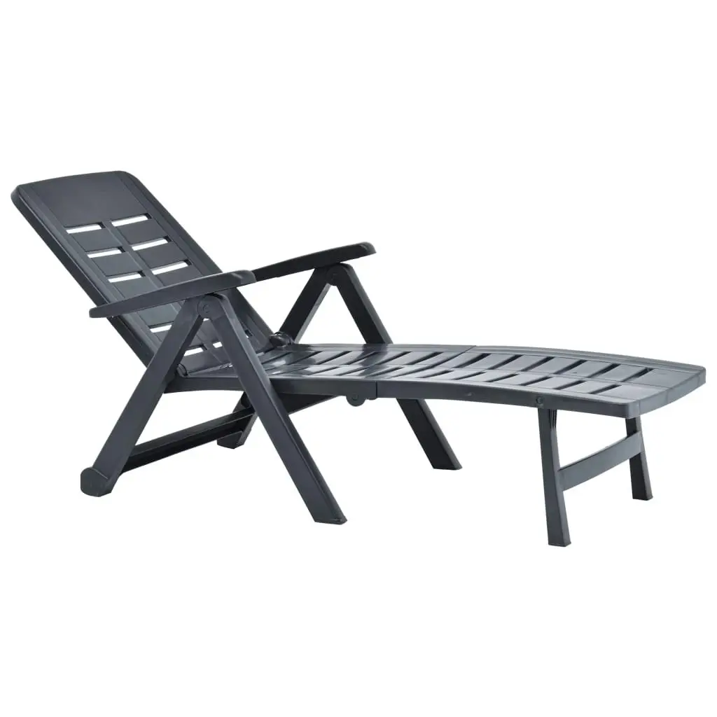 Folding Sun Lounger Plastic Anthracite 48756