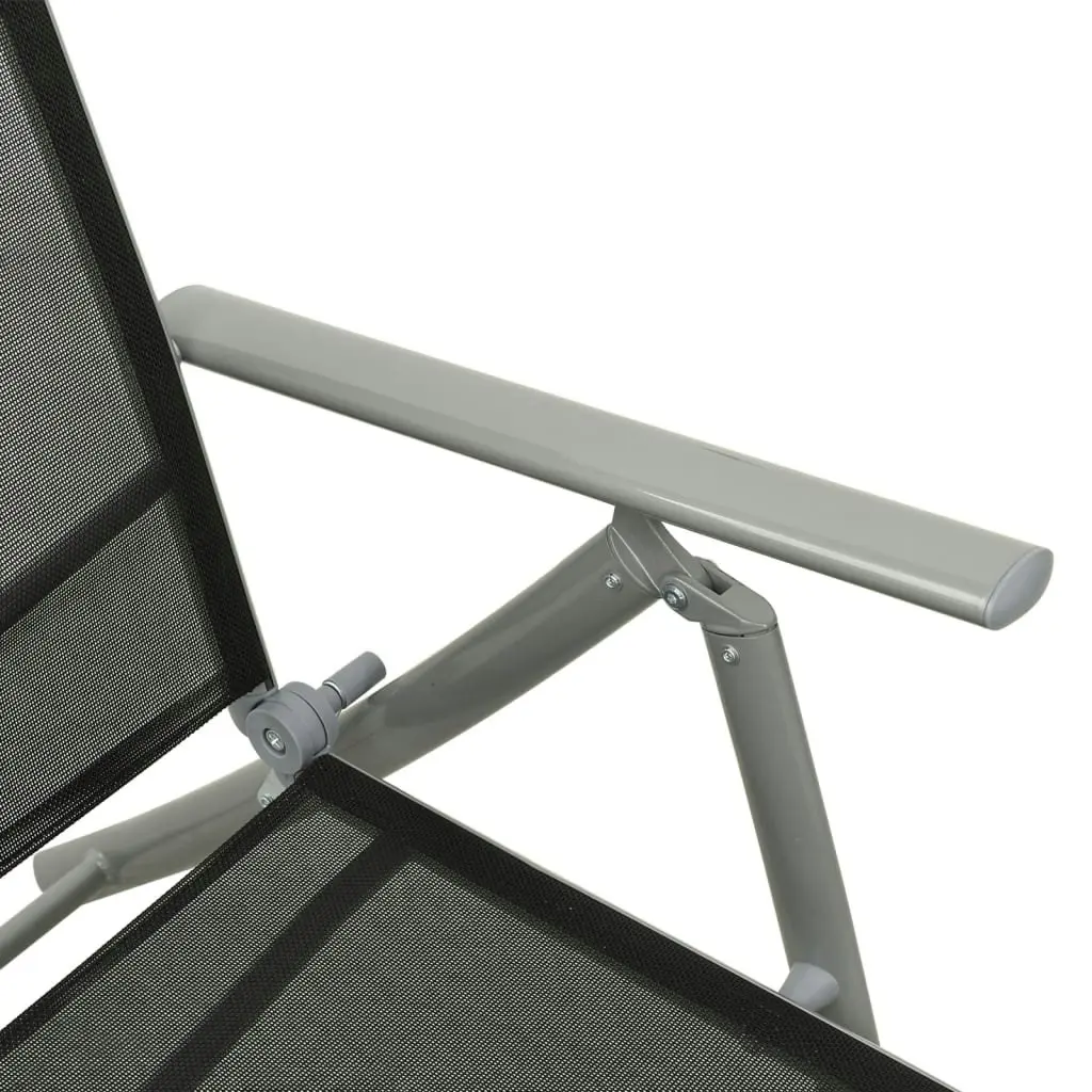 Folding Sun Lounger Textilene and Aluminium Black and Silver 312191