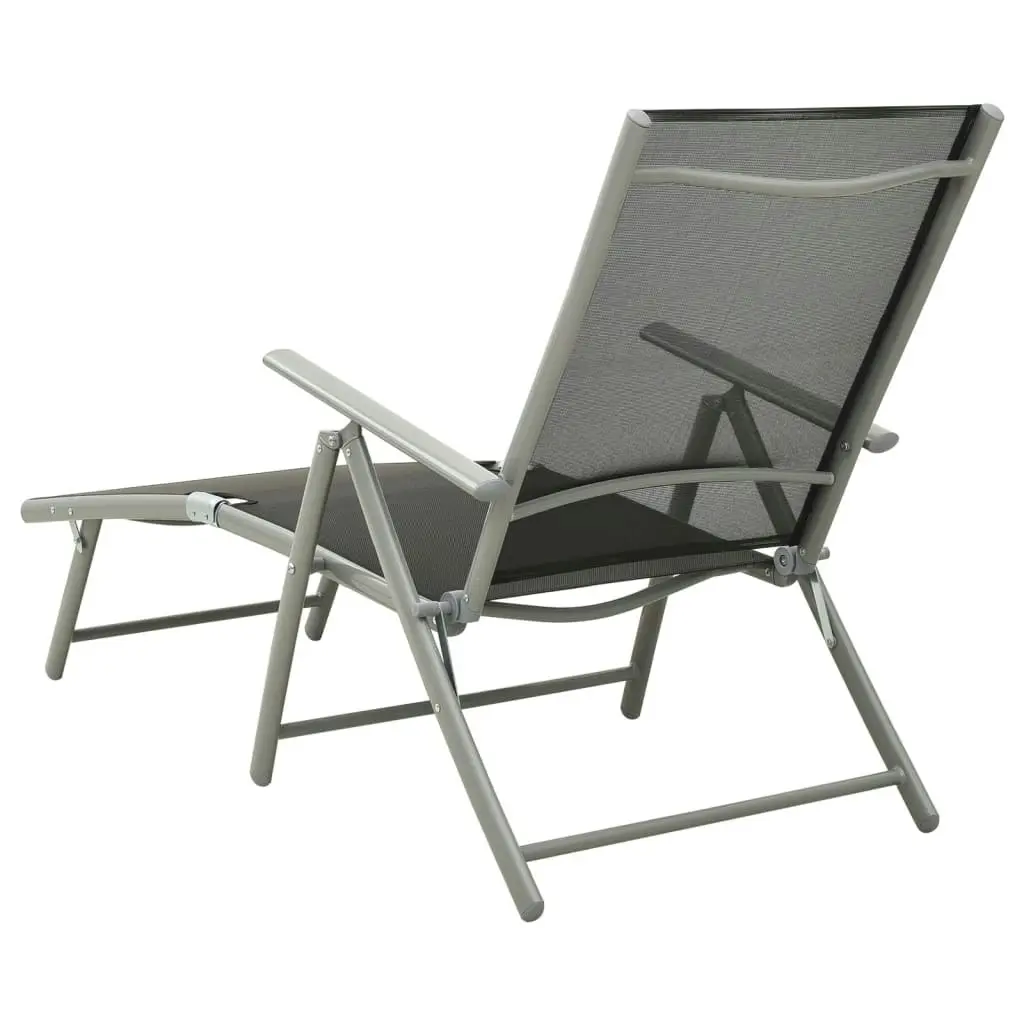 Folding Sun Lounger Textilene and Aluminium Black and Silver 312191