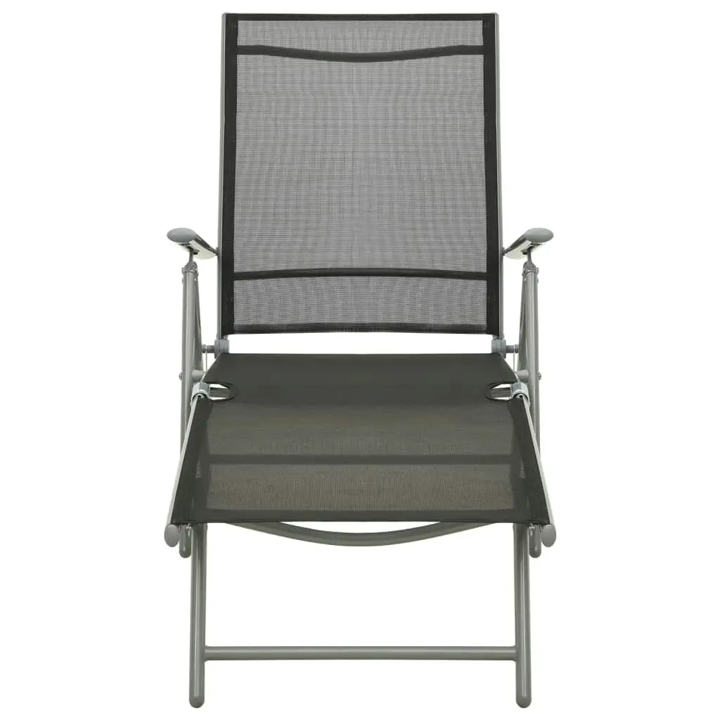 Folding Sun Lounger Textilene and Aluminium Black and Silver 312191