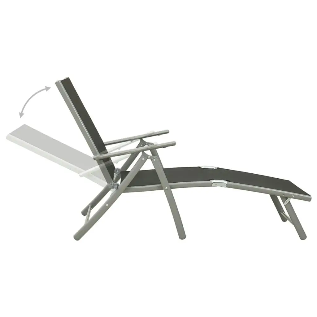 Folding Sun Lounger Textilene and Aluminium Black and Silver 312191