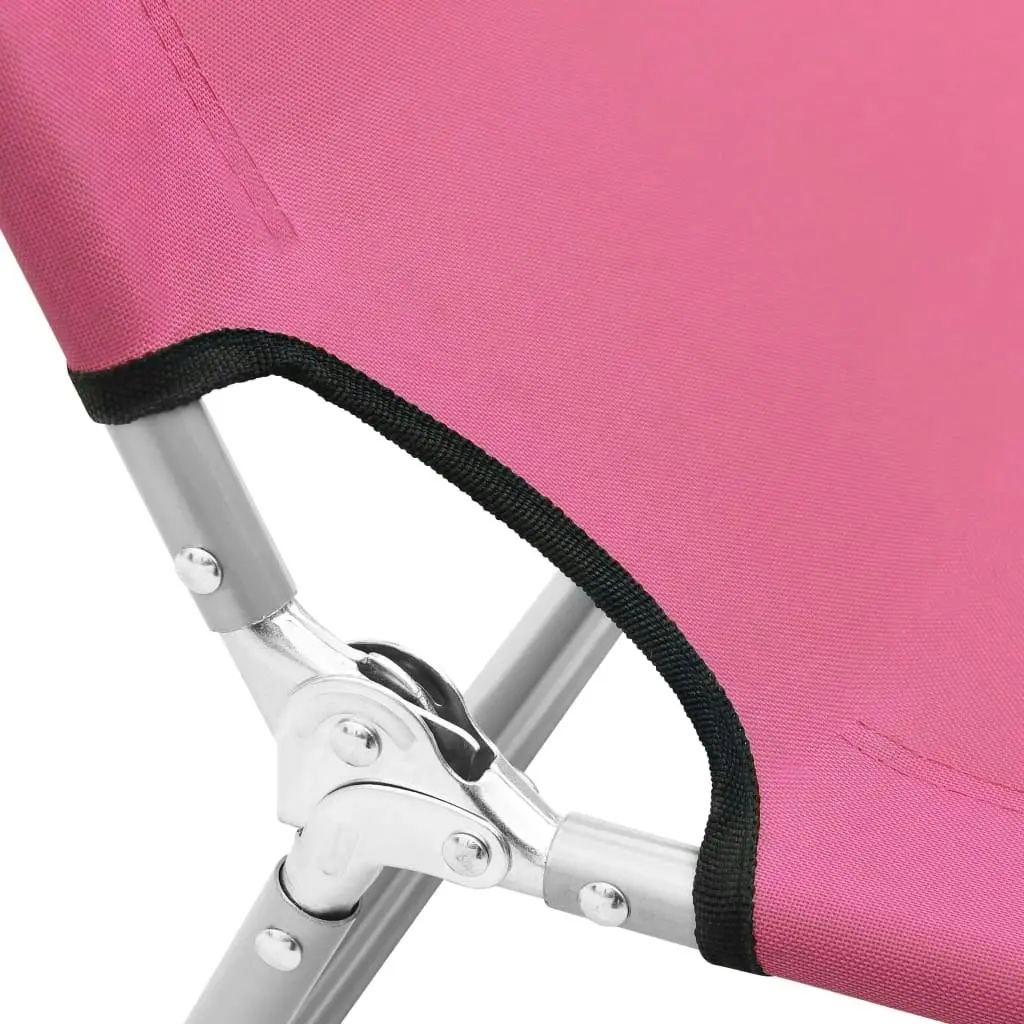 Folding Sun Lounger Steel and Fabric Pink 310330