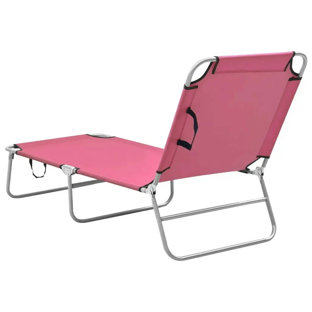 Folding Sun Lounger Steel and Fabric Pink 310330