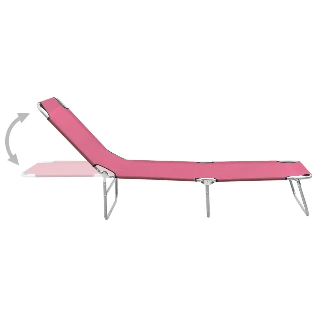 Folding Sun Lounger Steel and Fabric Pink 310330