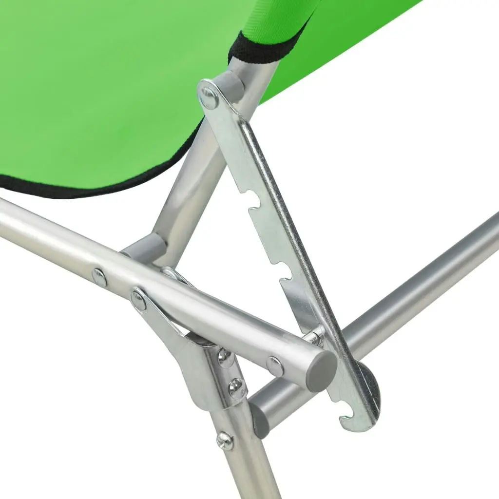 Folding Sun Lounger with Canopy Steel Apple Green 310325