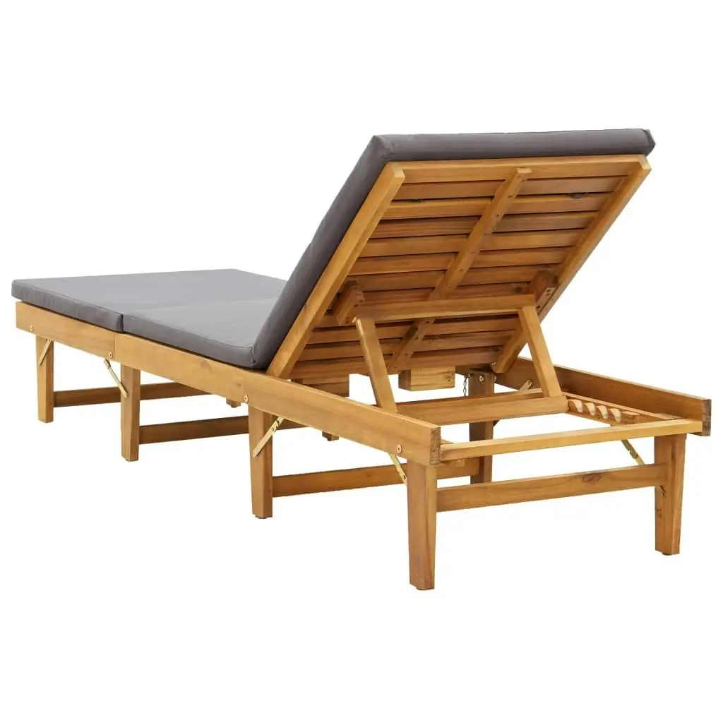 Folding Sun Lounger with Cushion Solid Acacia Wood 46491