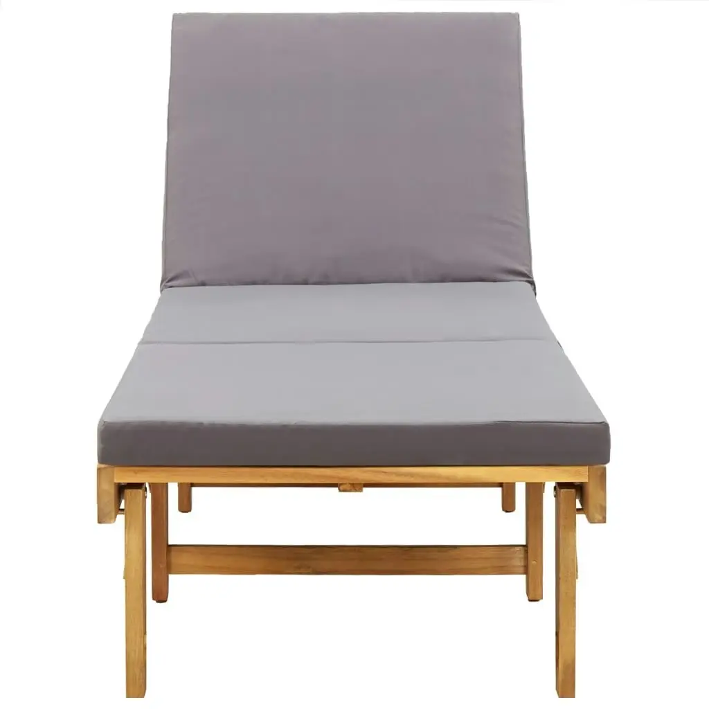 Folding Sun Lounger with Cushion Solid Acacia Wood 46491