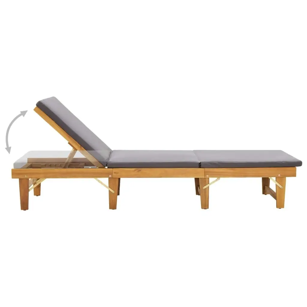 Folding Sun Lounger with Cushion Solid Acacia Wood 46491