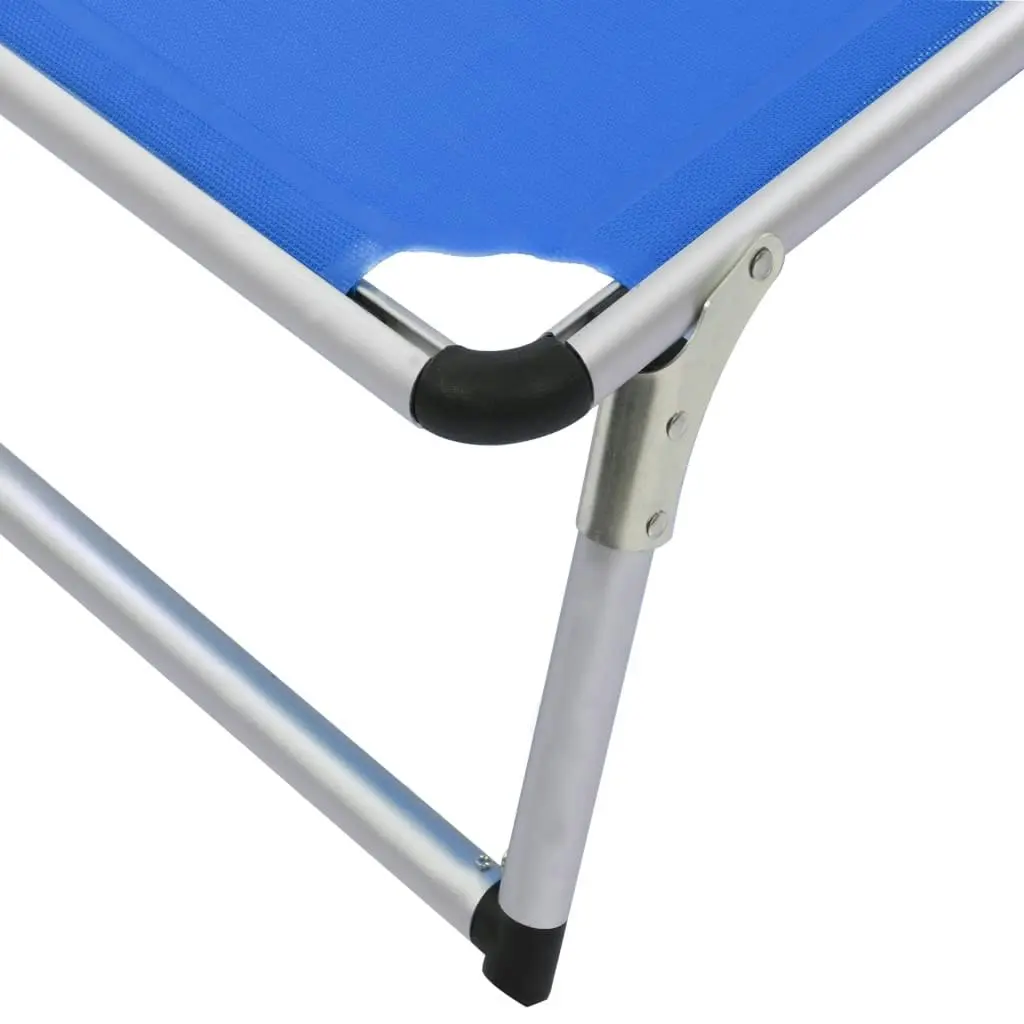 Folding Sun Lounger with Roof Aluminium and Textilene Blue 44332