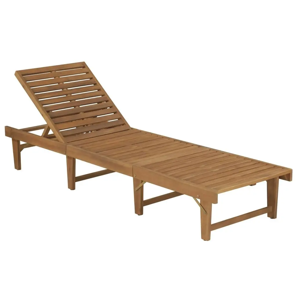 Folding Sun Lounger with Cushion Solid Acacia Wood 3064167