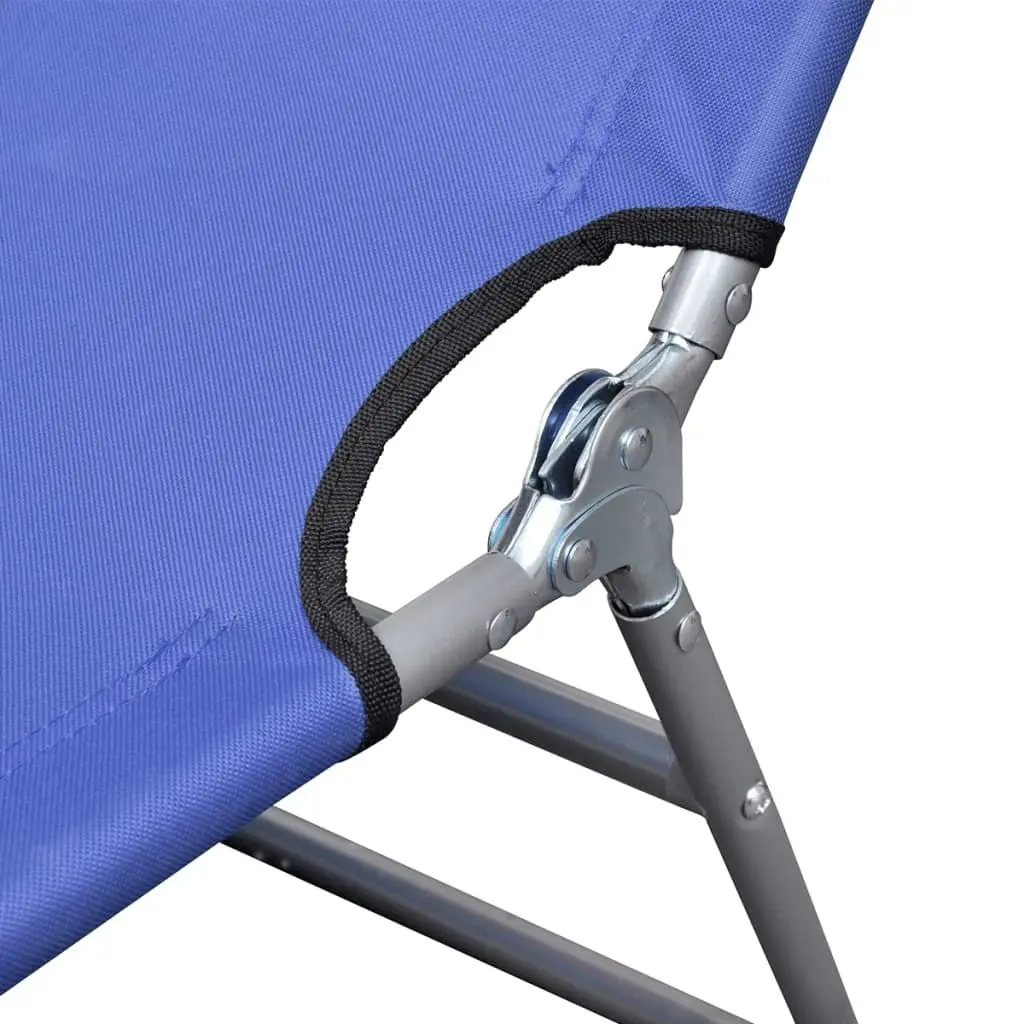 Folding Sun Lounger with Head Cushion Powder-coated Steel Blue 41481