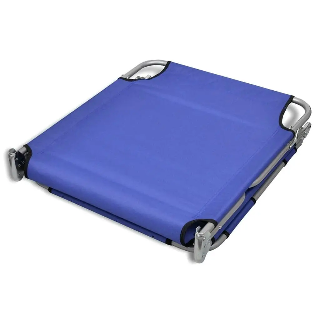 Folding Sun Lounger with Head Cushion Powder-coated Steel Blue 41481