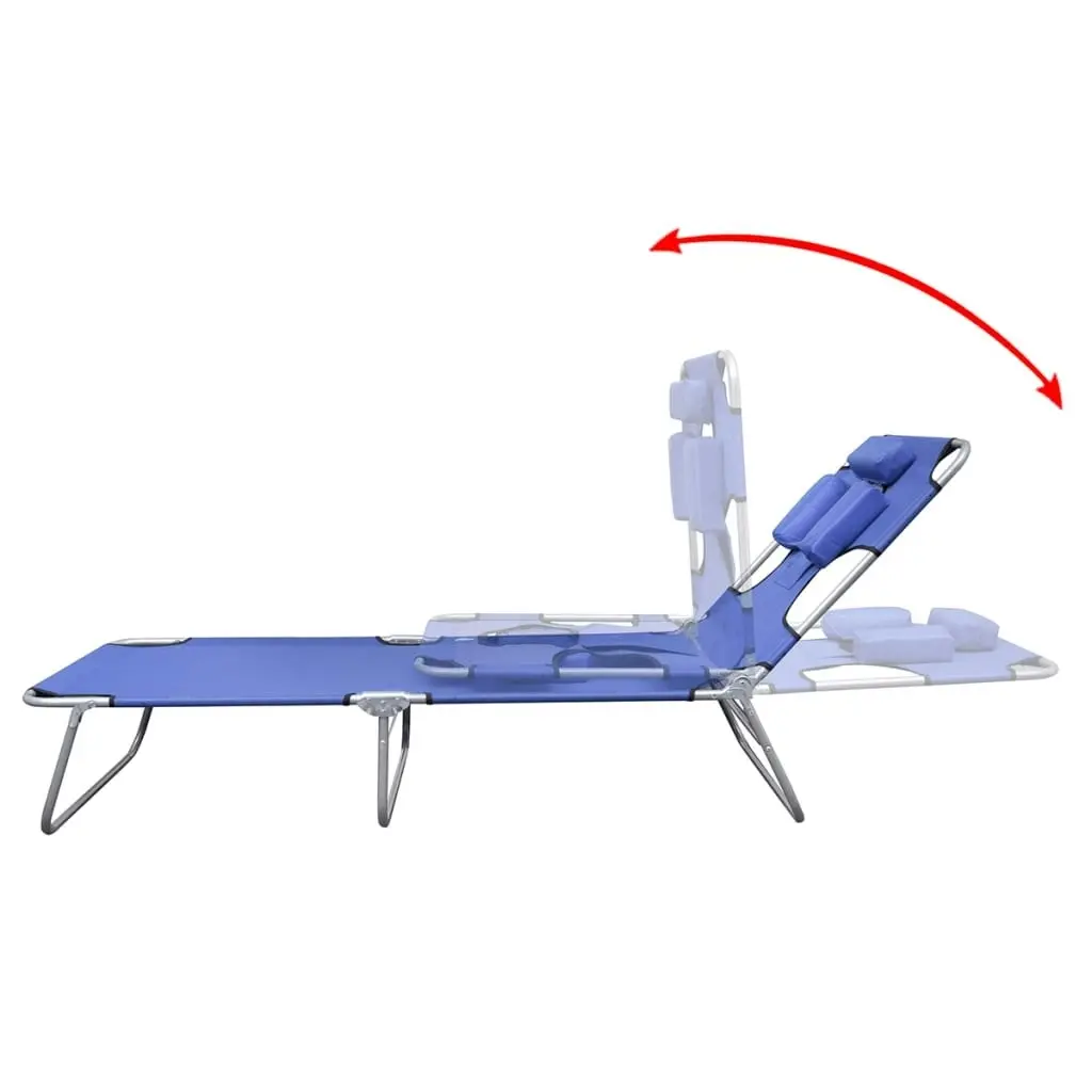 Folding Sun Lounger with Head Cushion Powder-coated Steel Blue 41481