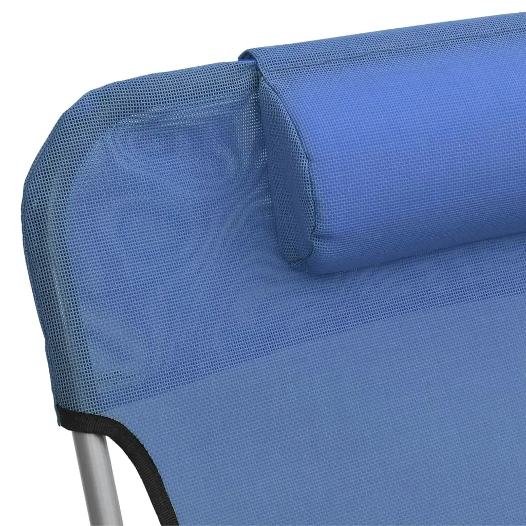 Folding Sun Loungers 2 pcs Blue Textilene and Steel 360180